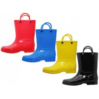 RB-70 - Wholesale Children's "EasyUSA" Water Proof Soft Plain Rubber Rain Boots ( Asst. *Black. Yellow. Bright Red And Royal Blue )